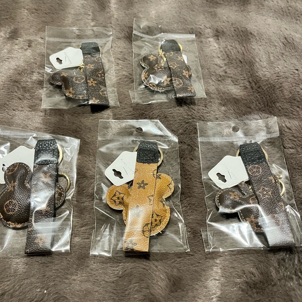 Brown and Black Keychain Set